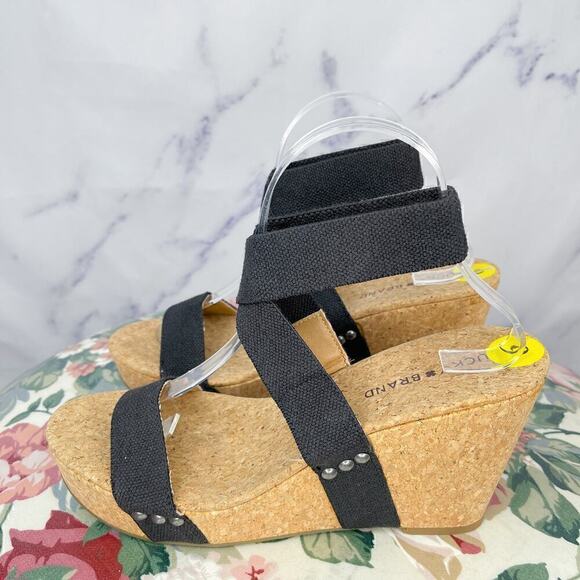 Lucky Brand | Maxyne Black Cork Wedge Sandals | 9 - Picture 5 of 13